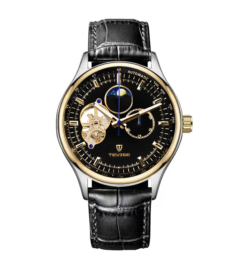 TEVISE Watch for Men Mechanical Wristwatch Top Brand Automatic Movement Skeleton Moon Phase Luxury Fashion Watch Gift - view 2