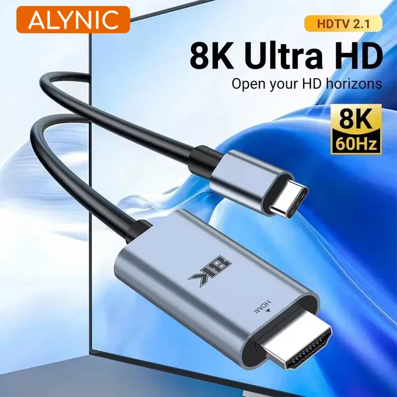 

Alynic 8K HD USB-C to HDMI Converter Type-C Male to HDMI Female Connector Support 8K 60Hz/4K 120Hz for Switch PC TV Pro