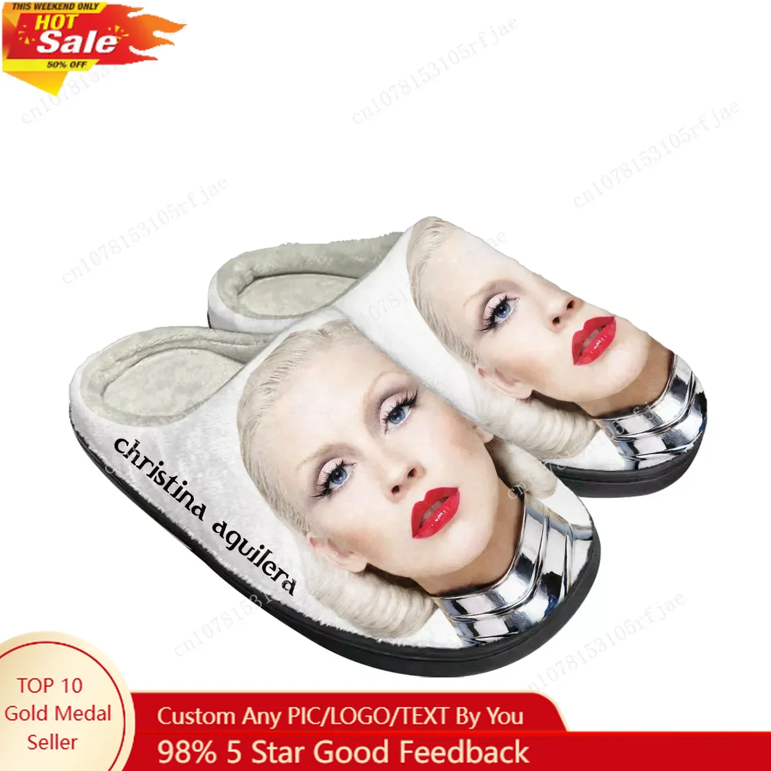 

Christina Aguilera Home Cotton Slippers Mens Womens Plush Bedroom Keep Warm Shoes Thermal Indoor Slipper Customized Couple Shoe