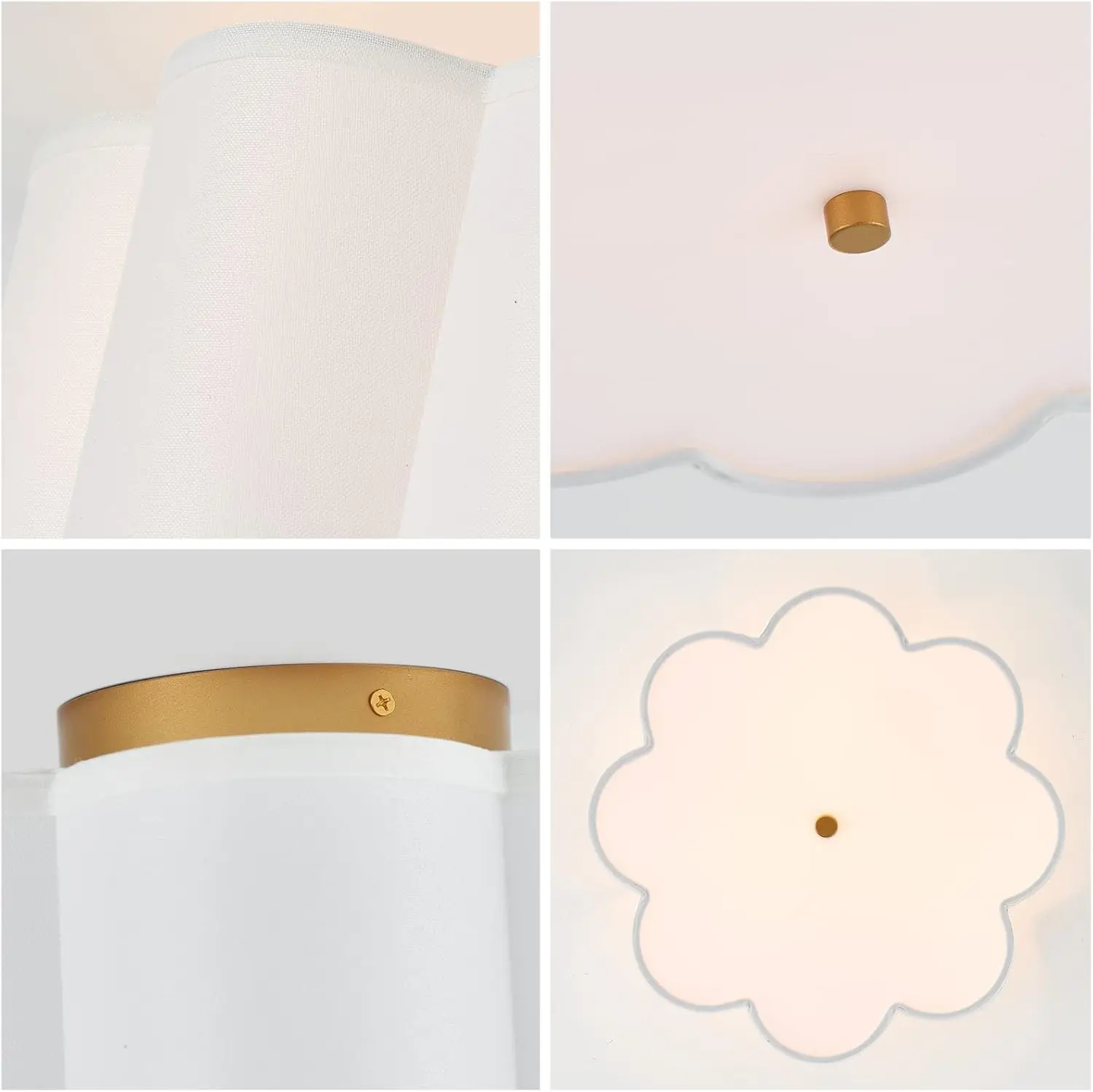 Plafoniera a montaggio Semi-incasso, moderna lampada da soffitto vicina con paralume a tamburo in tessuto bianco crema per la cameretta dei bambini della scuola materna