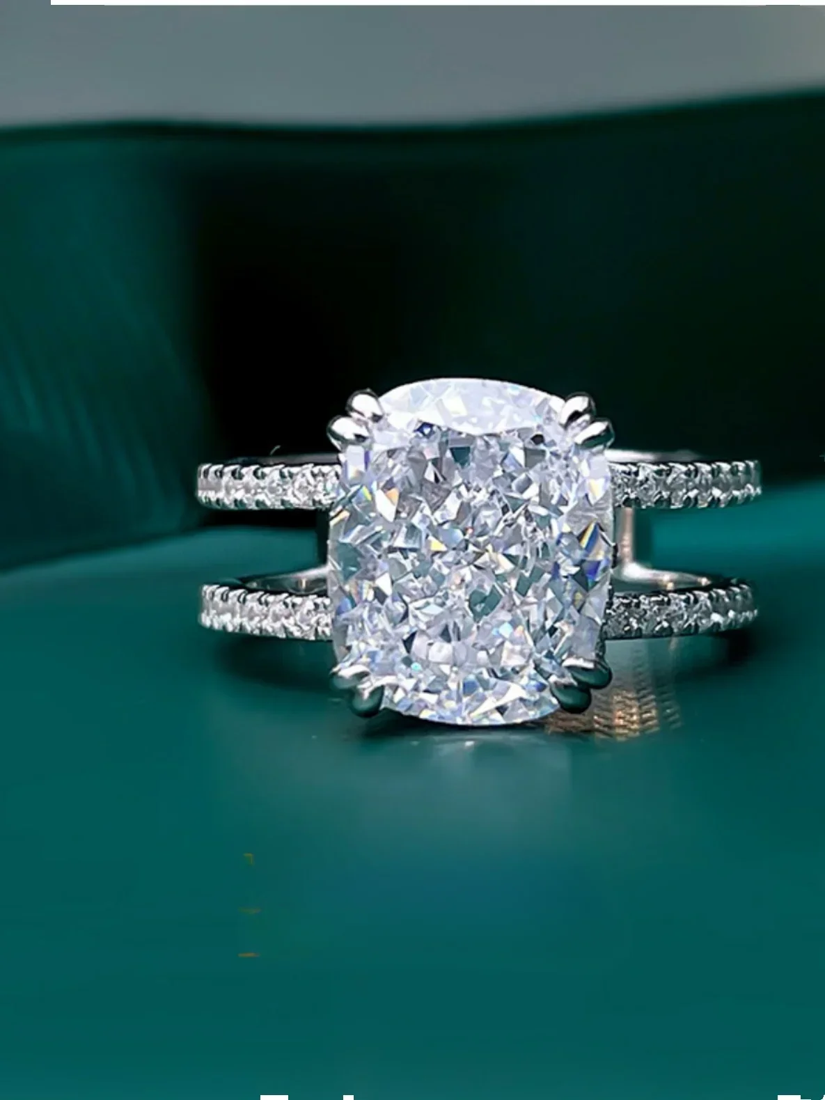New European and American Wide Diamond Ring 925 Silver High Carbon Diamond Ring Vintage Engagement Jewelry