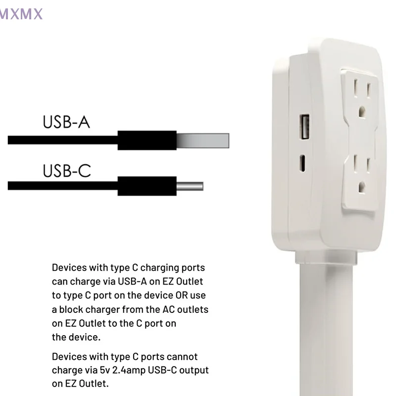 Power Socket Expander 2 Sockets 180° Rotation Stretchable Length Punch-free Power Strip Electrical Socket Extension Cord