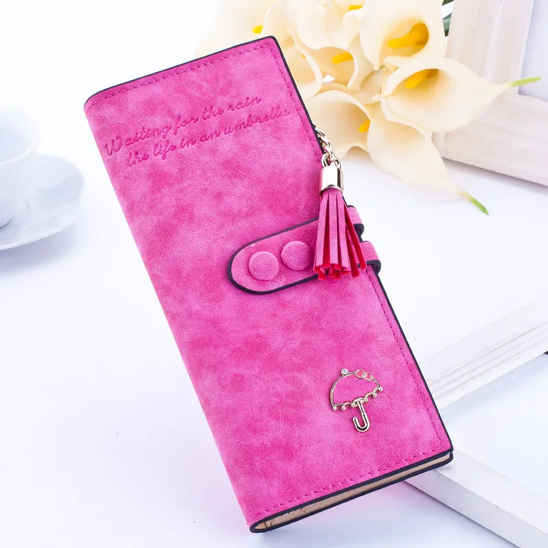 Long Tassel Korean Wallet Women Monederos Fashion Frosted Umbrella Female Coin Purse Zipper Wallet Card Holder Bolsos Clutch