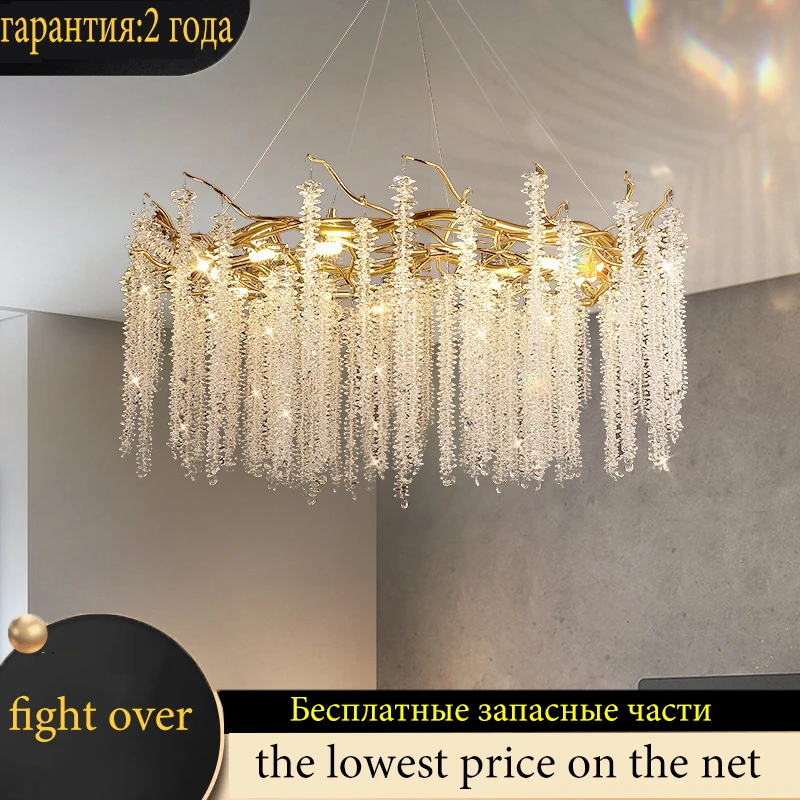 Scandinavian modern living room crystal light dining room ceiling light bedroom ceiling light hotel villa creative crystal light