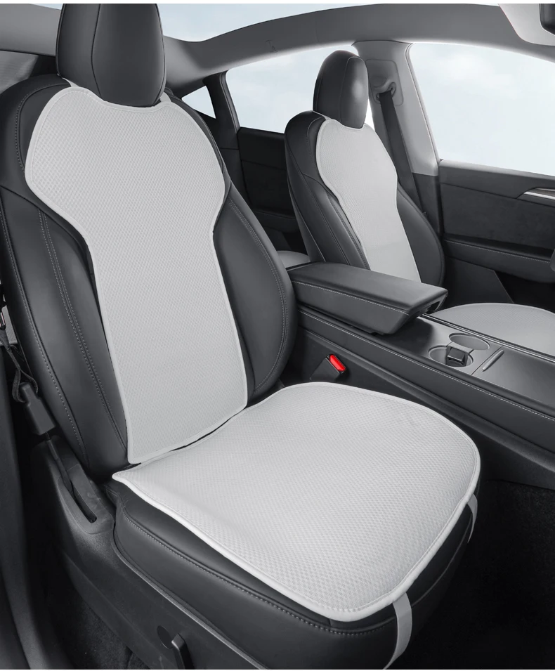 Sitzbezug aus Eisseide für Tesla Model Y/Modell 3 2018–2026, Y Junipe-Belüftung, atmungsaktiv, bequem, Zubehör für Autositzkissen – Detail 16