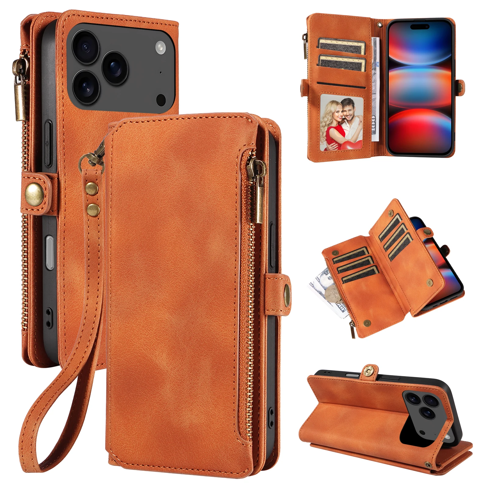 

Flip Case for iPhone 17 16 15 14 13 12 11 Pro Max X XS PLUS AIR Wallet Leather Cards Phone Bags