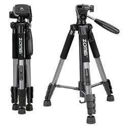 140cm Tall Heavy Duty Camera Floor Tripod Portable Professional Aluminum Stand Tripod with Pan Head for DSLR Canon Nikon Phone