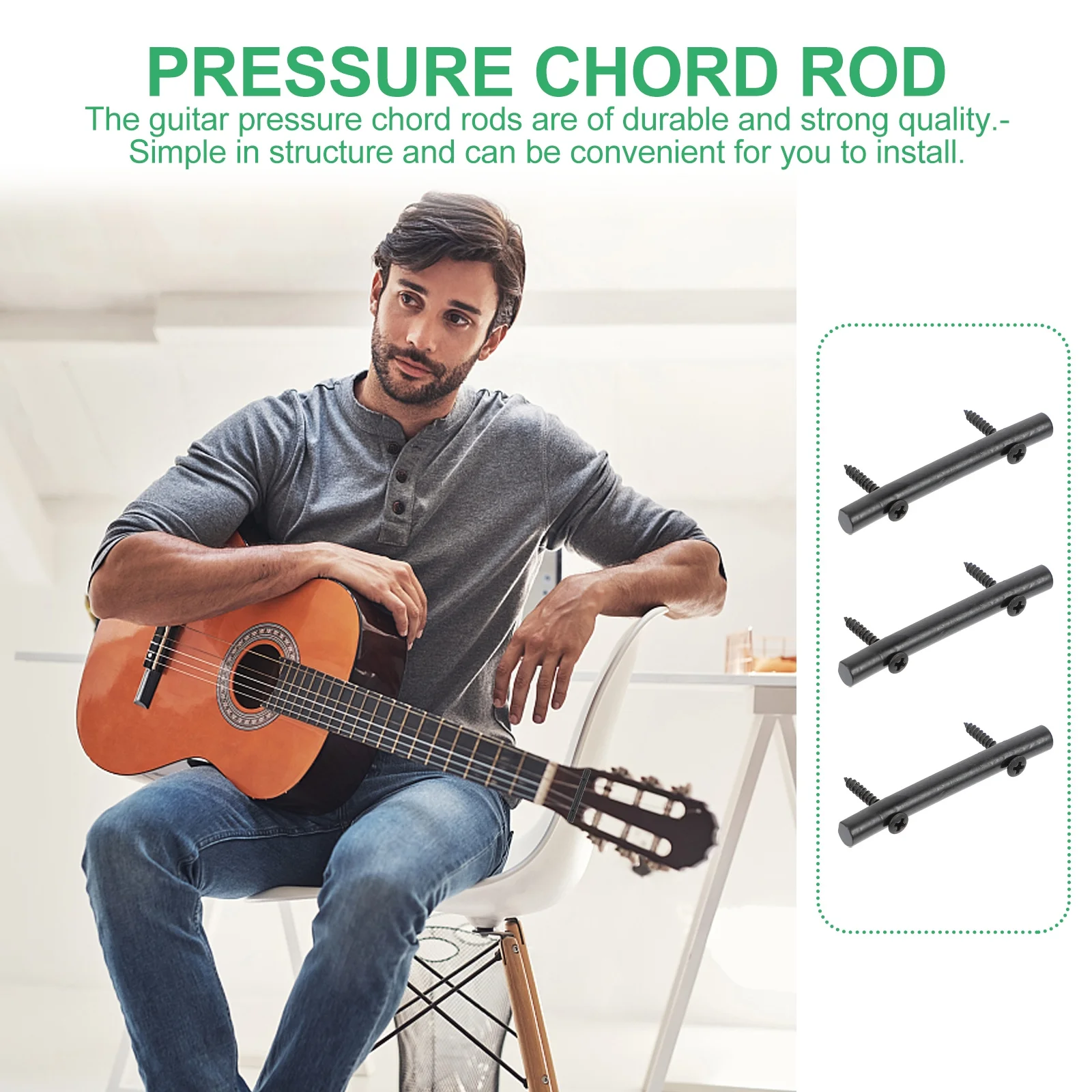 

3Sets Guitar Press String Buckle Durable Long Lasting Service Suitable Electric Guitars Pressure Chord Rod Instrument Accessory