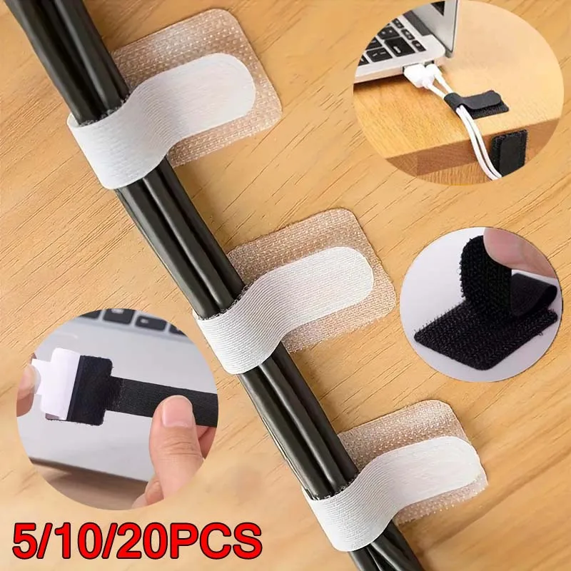 Reusable Cable Ties Fastening Wire Organizer Cord Rope Holder Self Adhesive Adjustable Cord Organizer Straps Desk Management