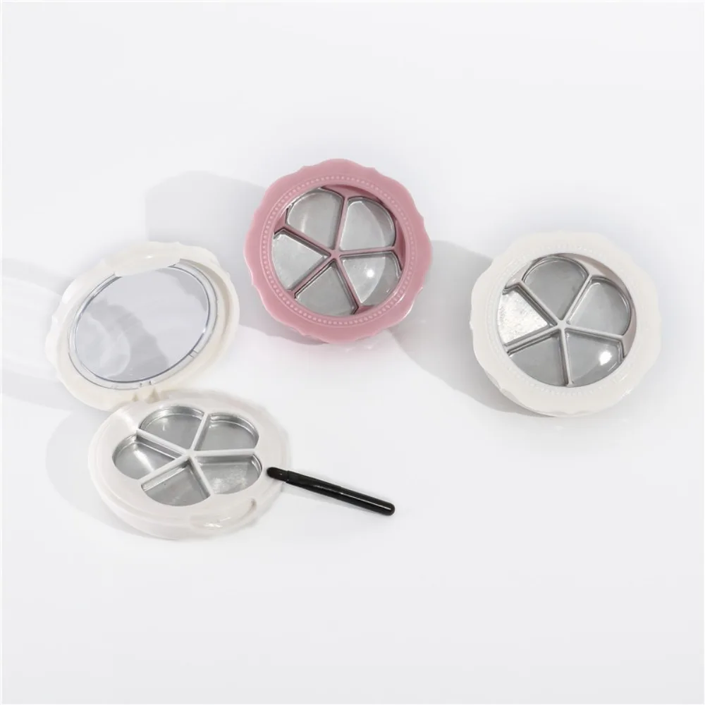 Portable with Mirror Empty Eyeshadow Case Flower Shape Clear Lid Lipstick Box Refillable Empty Lipstick Plate Box Outdoor