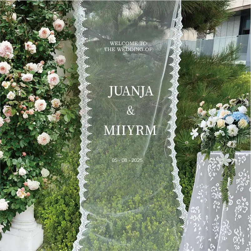 personalized-wedding-welcome-sign-lace-fabric-sign-sheer-fabric-sign-custom-lace-edged-semi-transparent-fabric-sign-bridal-party-sign