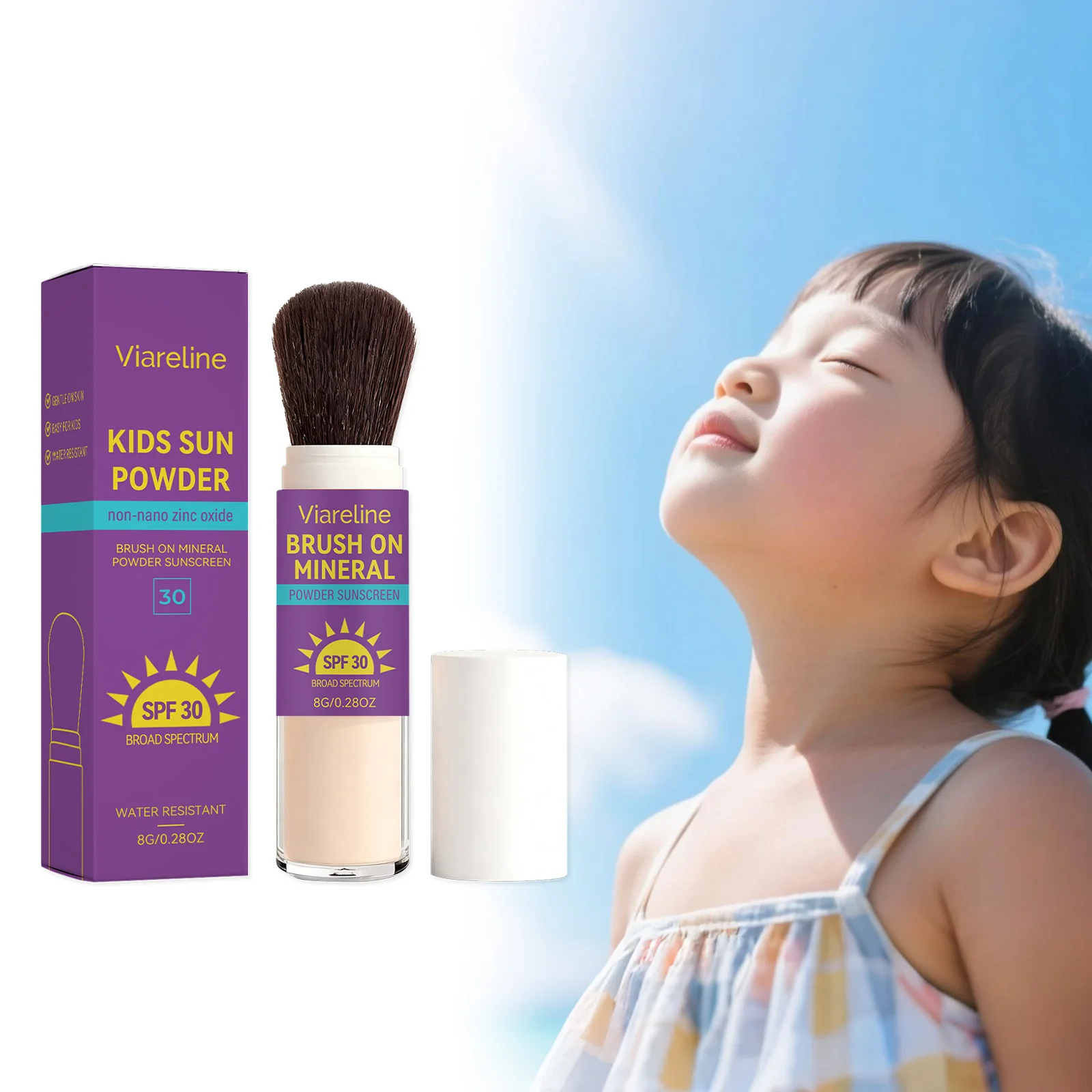 SPF30 Kids Sunscreen Powder Skin Protective Solar Blocker Anti Uv Oil Control Waterproof Face Sun Protection Powder Cosmetic