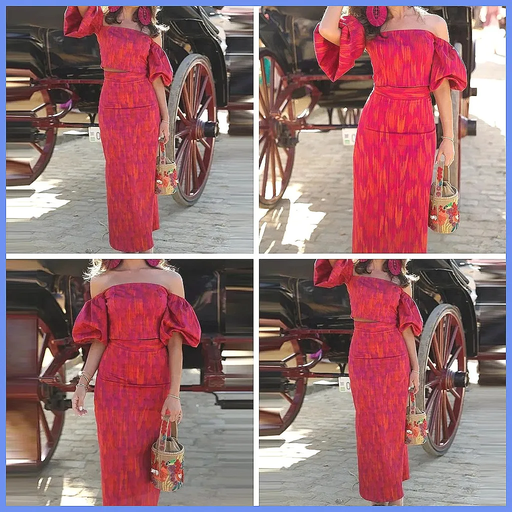 

Elegant Women's 2-Piece Set: Strapless Top & Long Skirt, Floral Print Beach Party Outfit