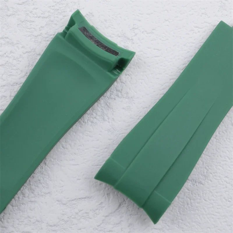 

For Rolex Strap Submariner Daytona Yacht Master GMT Wristband Bracelet Folding Buckle Soft Nature Rubber Watchband 20mm