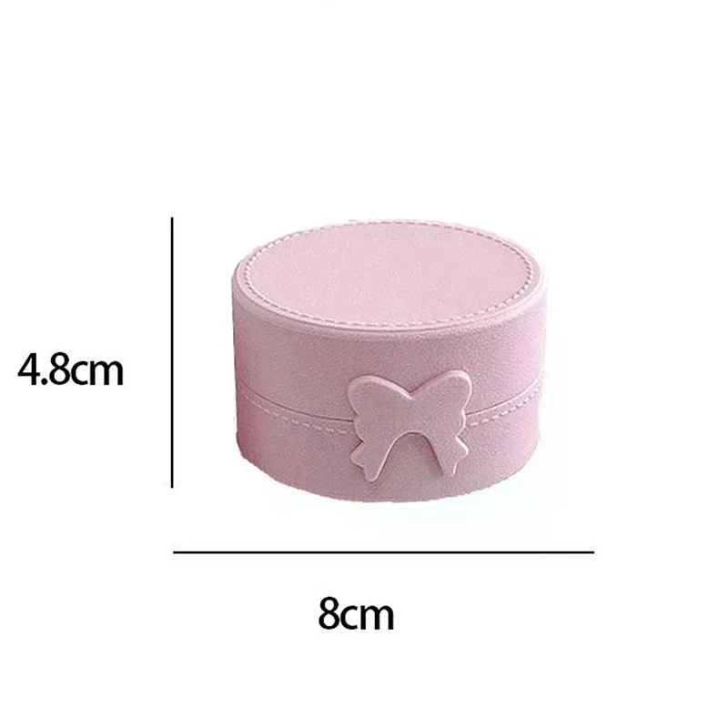 Cute Cartoon Bow Pony Round Ring Earrings Box Luxury Dustproof Hair Accessories Packaging Display Box Portable Storage Box