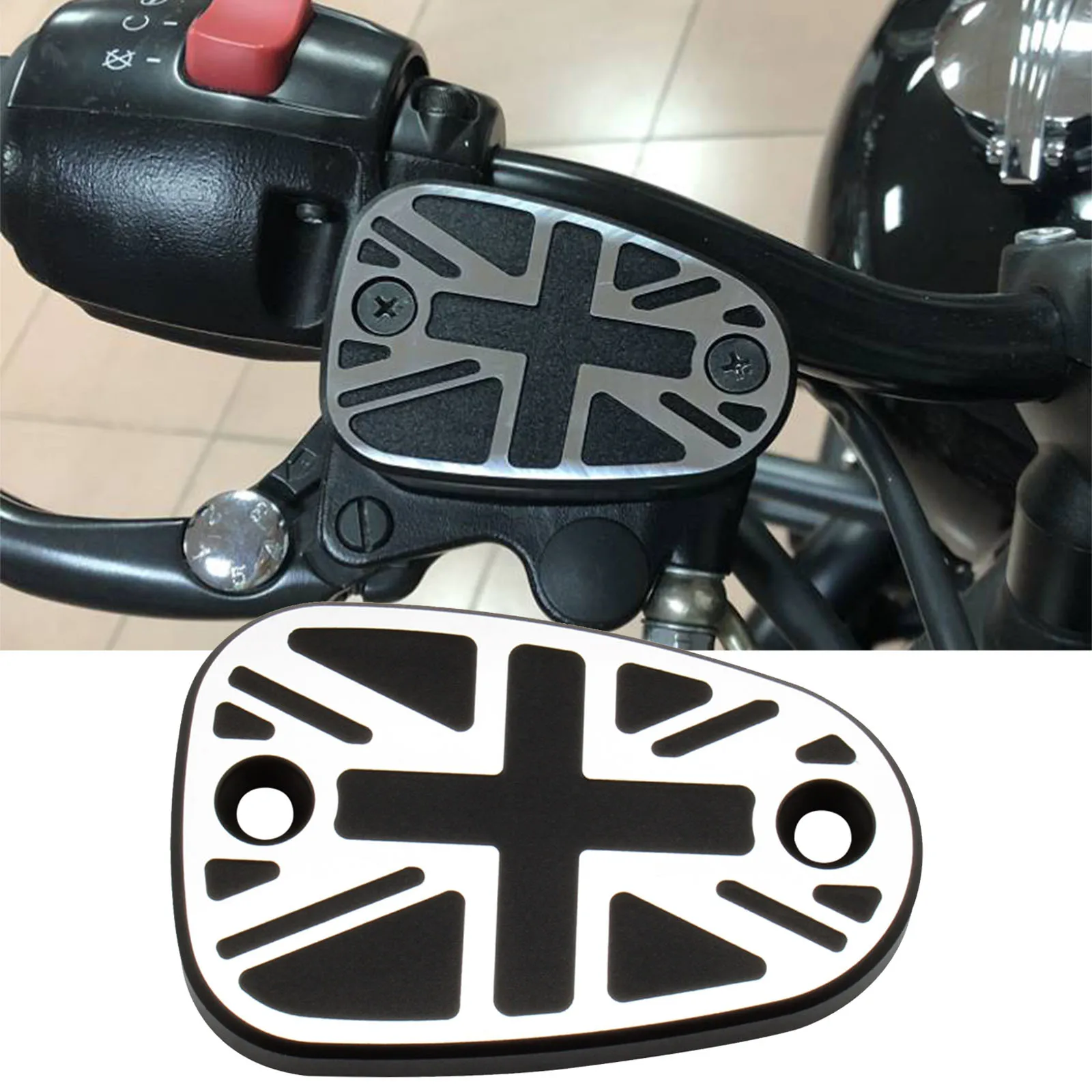 Cubierta de depósito de cilindro de freno de motocicleta, tapa de líquido de aceite para Bonneville T100/T120/T120 negro 2016 +/Thruxton 1200 2016 +