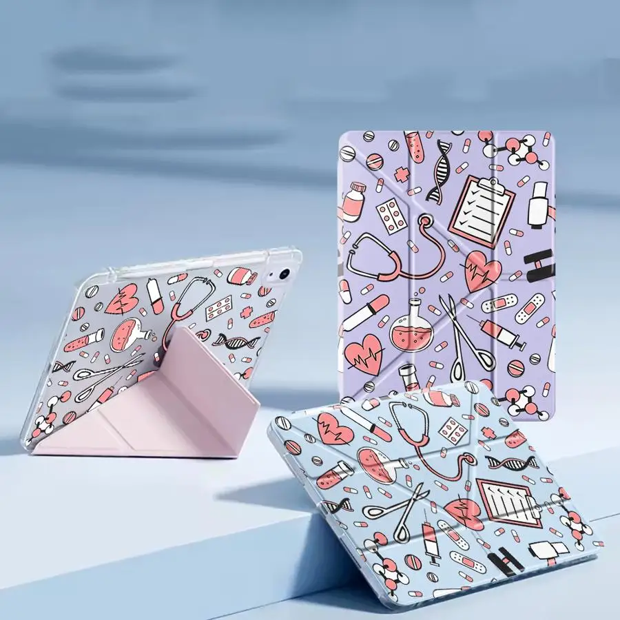 

Cool Medicine Nurse Y-Fold Holder Cover Tablet Case For iPad Pro 11th 10th 9th 8th 7th 12.9inch Air 4 5 M3 M4 11inch M2 1 2 Mini