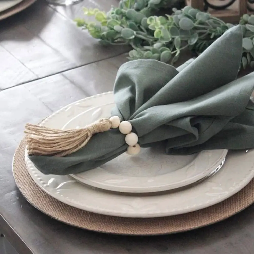

12Pcs Wooden Bead Napkin Holders Practical Gift Option for Family Friends Rustic Table Decorations Wooden Bead Napkin Rings