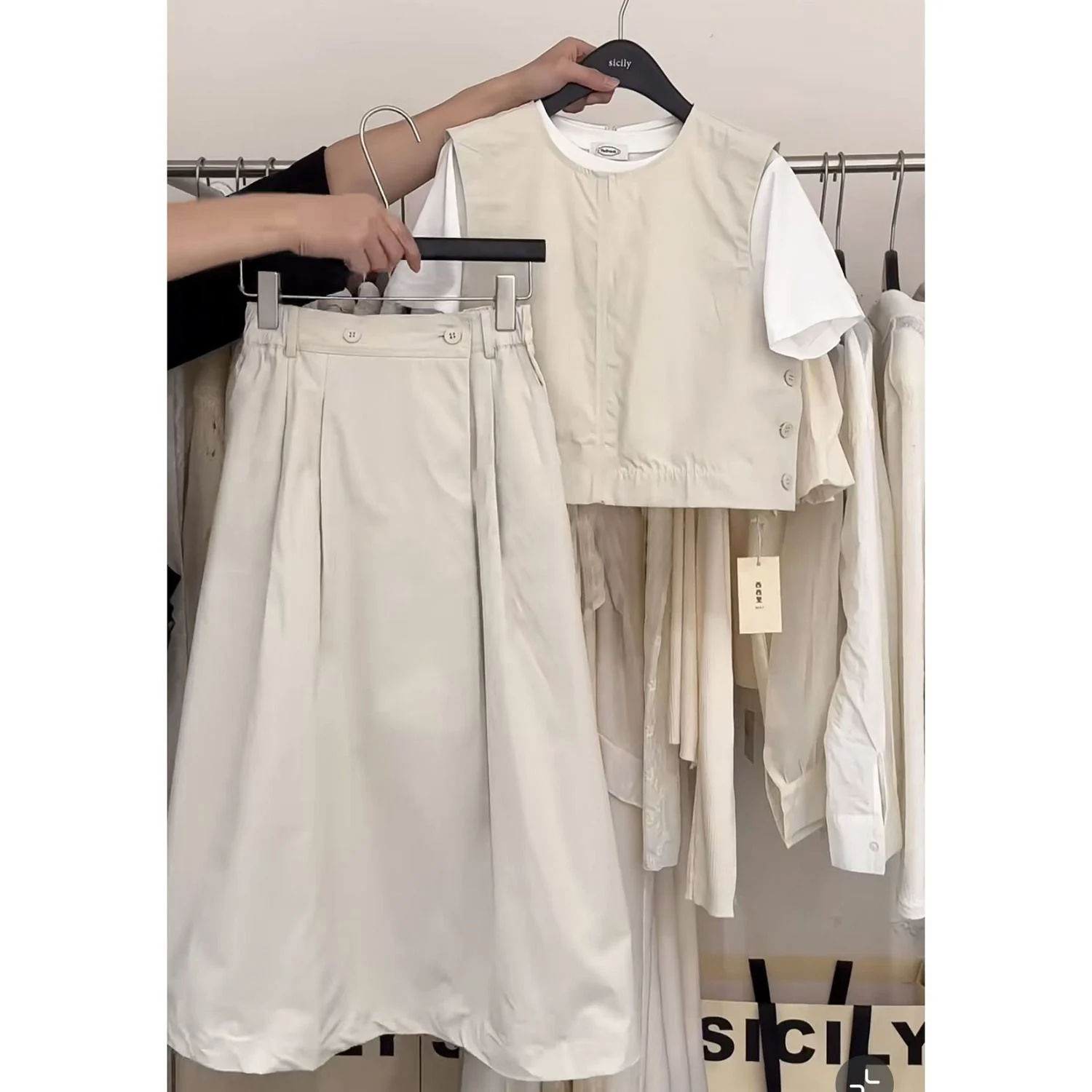 

Комплект для похудения и коррекции фигуры для женщин: летний новый комплект из футболки-накидки и юбки, облегающий топ-майка с круглым вырезом