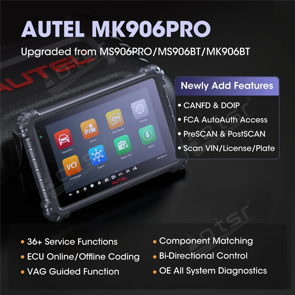 Autel MaxiCOM MK906 Pro Diagnostic Scanner OBD2 Scanner Advanced ECU Coding 36+ Services, 3000+ Bi-directional, Auto Scan 2.0