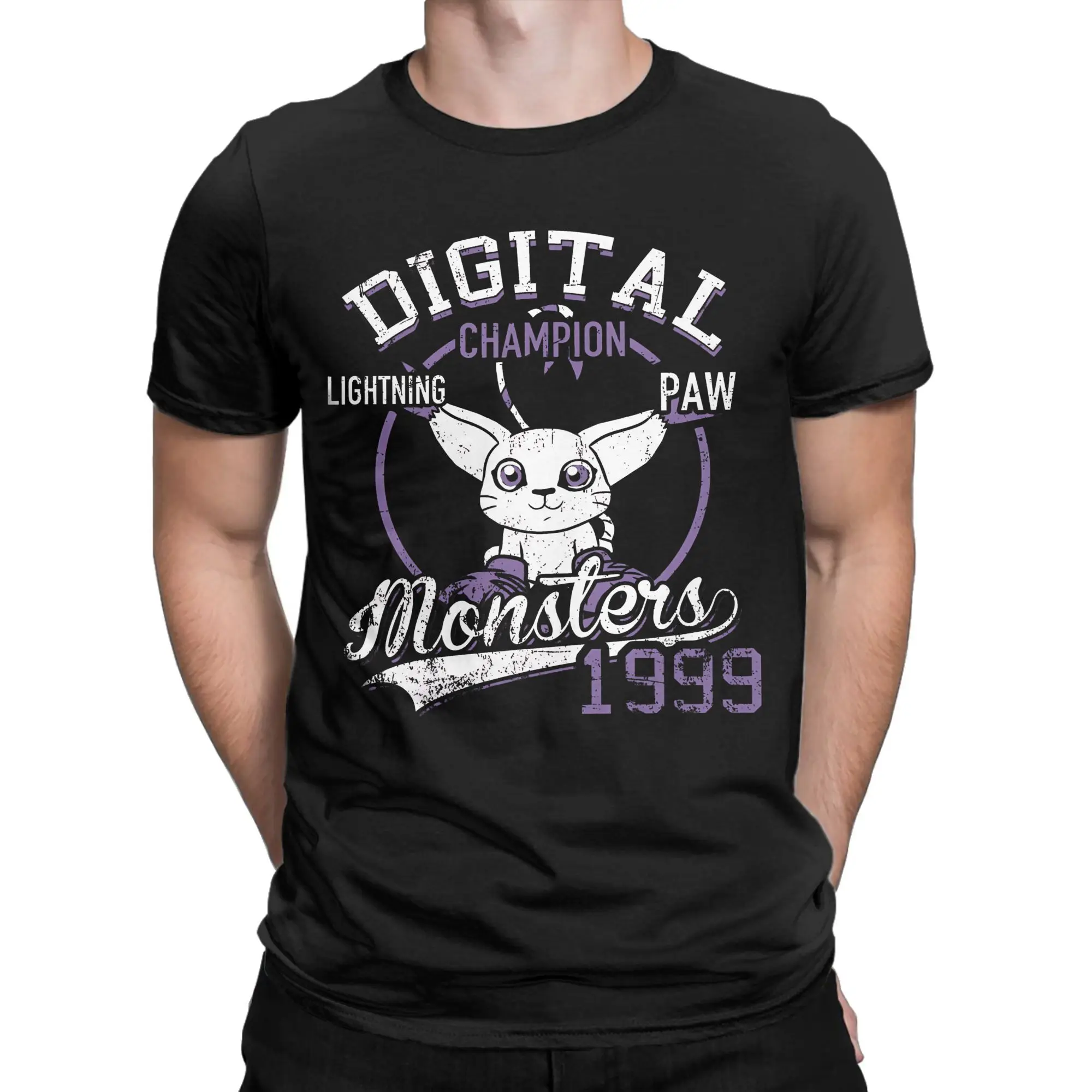 

Lighting Paw Digital Monster Digimon Graphic Printed T Shirt Men Women 100% Cotton Tee Shirt Clothes