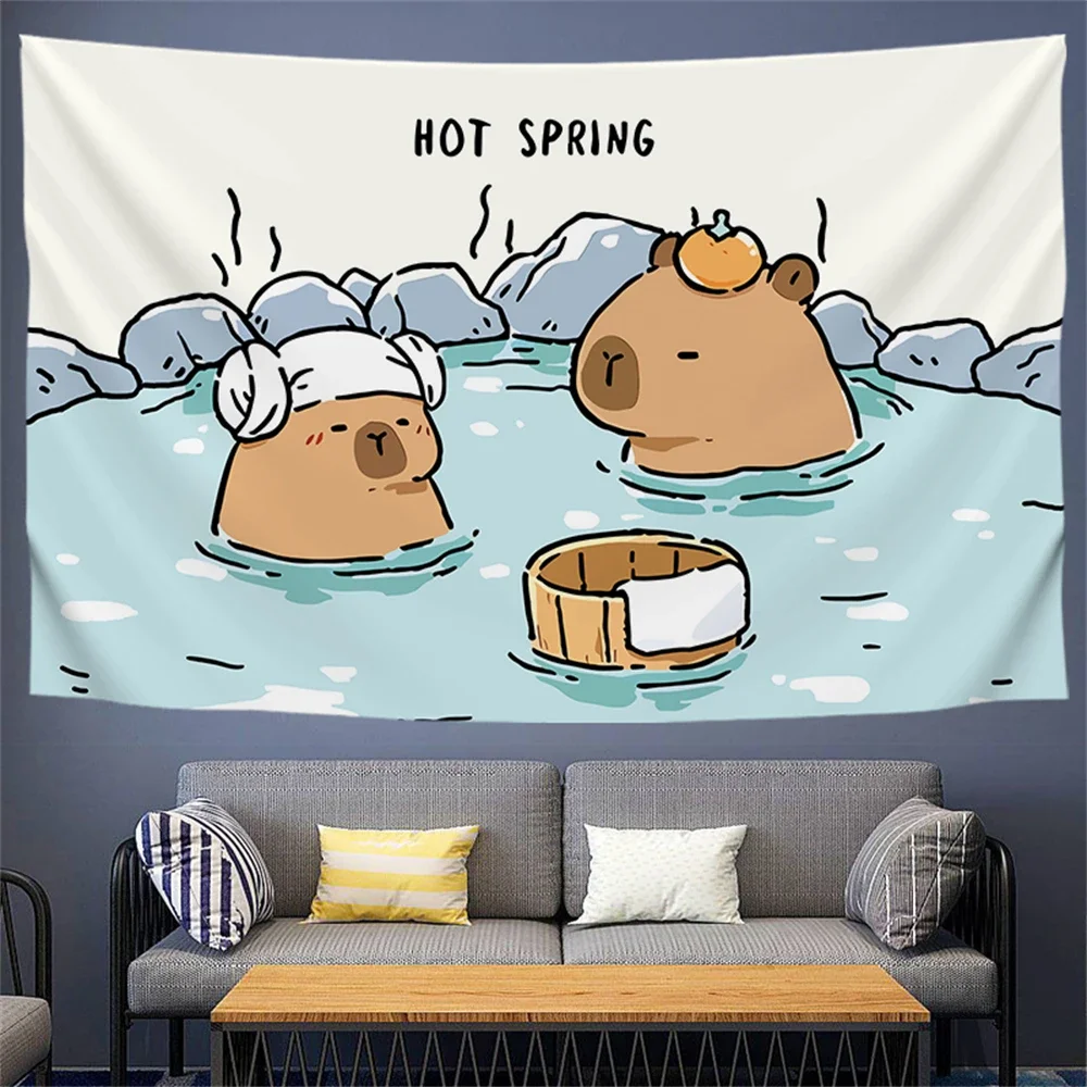 Capybara influenceur salon décoration tapisserie fond suspendu tissu chambre fond tissu chambre décor esthétique