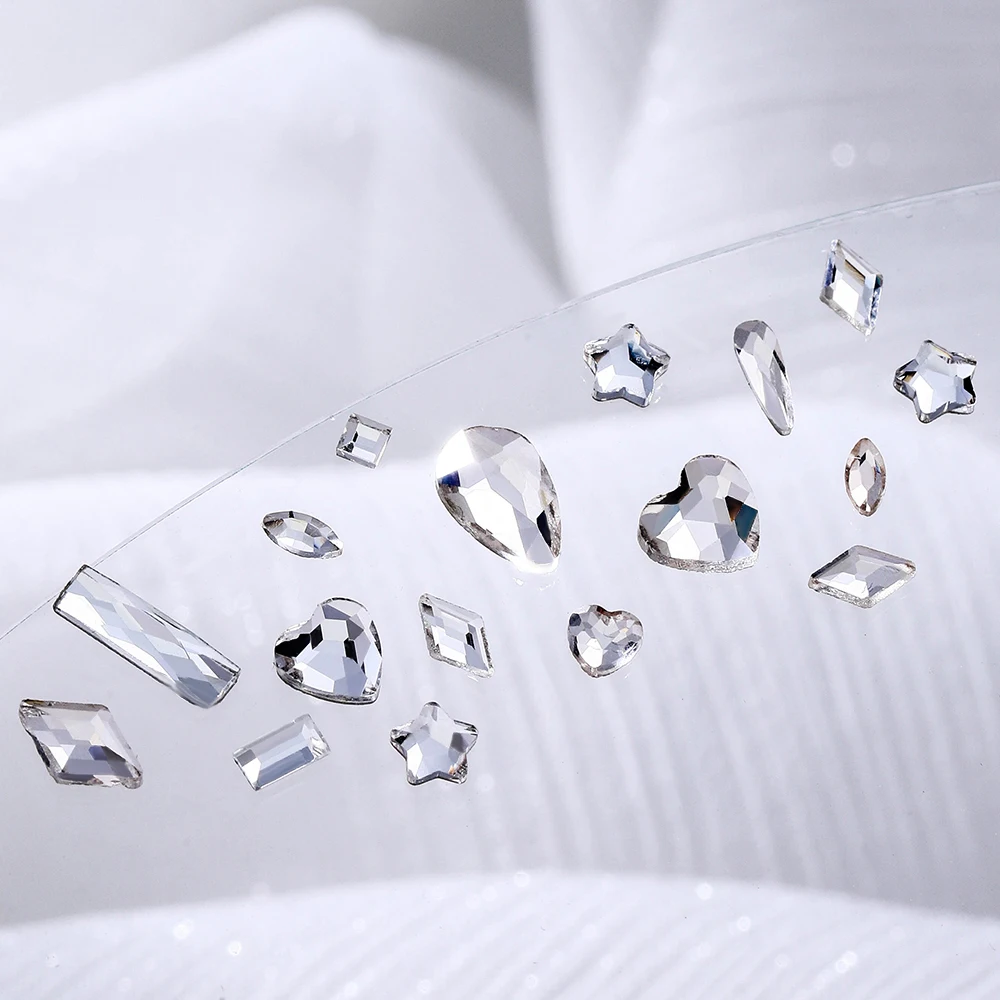 200/50PCS Weiß Nagel Strass Mini Diamant Flachen Boden Nail art Edelsteine für 3D Nagel Dekorationen Glitter maniküre Zubehör – Detail 11