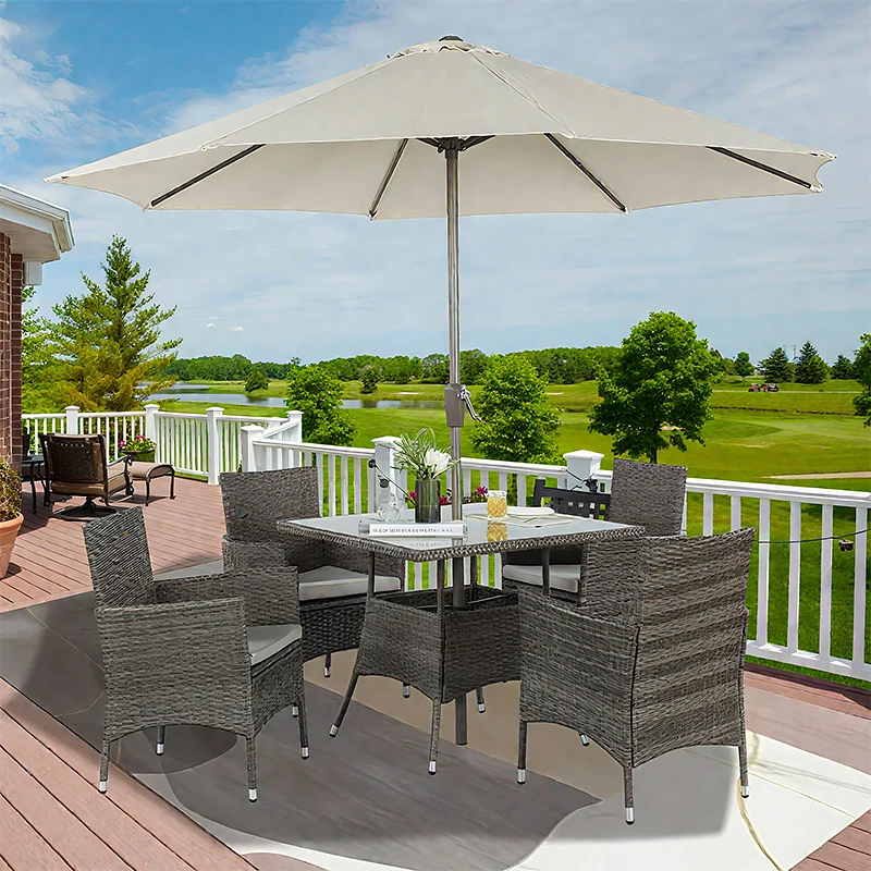 

Modern Outdoor Classical Wicker Leisure Chair Set Garden Furniture 4 Sets Apartment Pe Rattan Chair and Table