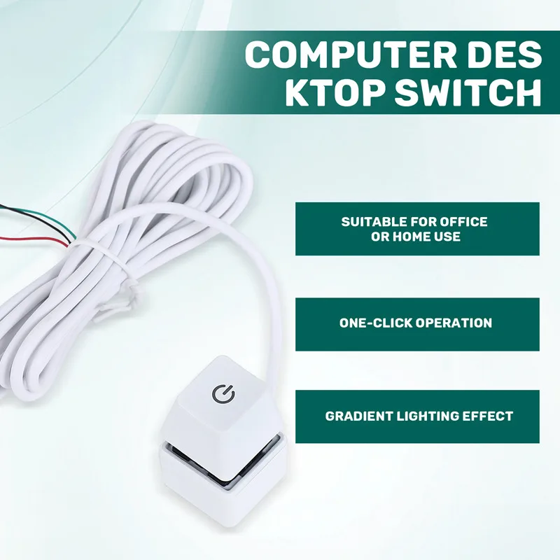 ●2M Portable LED Lights Computer Desktop Switch PC External Start Power On/Off Button Extension Cable, RGB Light