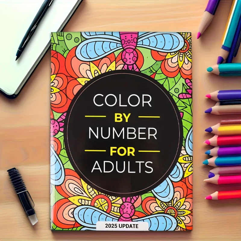 1pc Color By Number for Adults: 75 Beautiful Pictures Designed for Fun, Adult Relaxation & Stress Relief Coloring for Hours On E