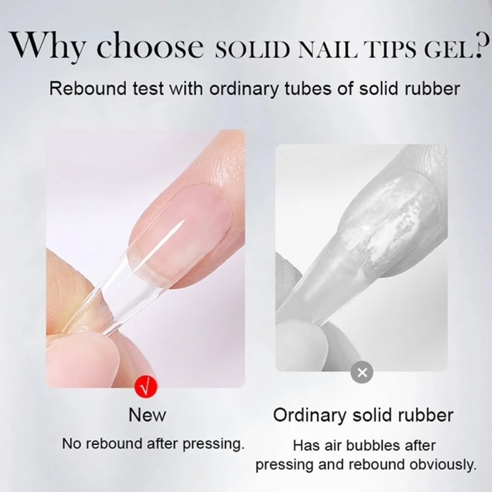 Long Lasting Solid Nail Tips Gel No Sticky Hands Gel Texture Solid Nail Glue Portable Sealing Film Fake Nails Gel