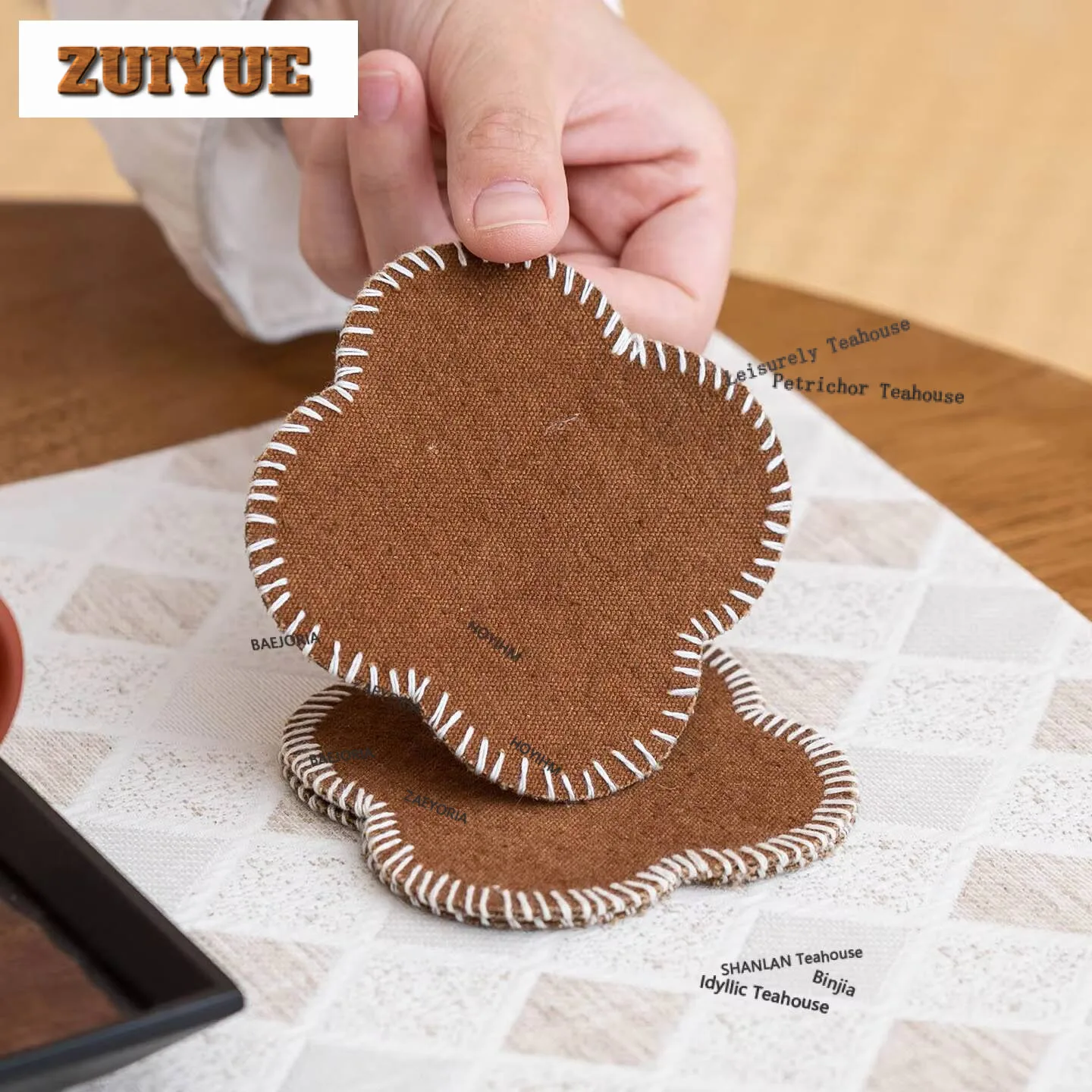 2pc/lot Embroidered Cotton Linen Coasters Ancient Non-slip Coasters For Coffee Cups Saucer Heat Insulation Placemats Teacup Base
