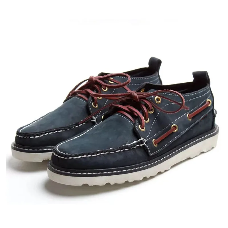 Men\'s Genuine Leather Classic Boat Shoes Fashion Flat Loafers Moccasins Shoes Male Zapatos Hombre Driving Shoes Lace up Sewing