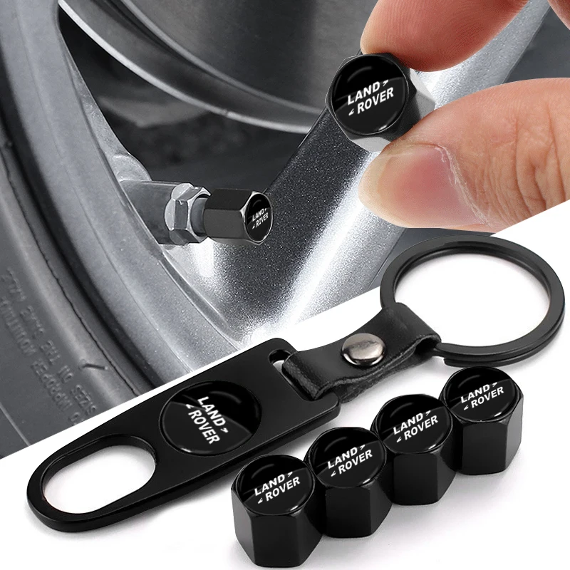 Tampas de Válvula de Pneu de Carro Modernas com Chaveiro de Emblema Automotivo para Land Rover Freelander 2 L2 LF Discovery 3 4 L319 Range Rover 3 4