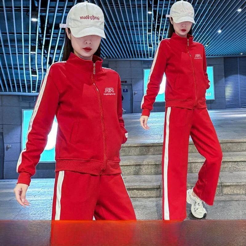 

Комплект для танцев и гимнастики 2026 Осень-Зима: Футболка с длинным рукавом, хлопковая, на молнии, с воротником-стойкой, для квадратных танцев и Ghost Step Dance