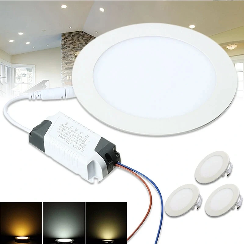 Painel LED Ultra Fino Downlight, Teto Redondo Recesso Spot Light, Iluminação Interior, Lâmpada Painel, 3W, 6W, 9W, 12W, 15W, 25W, AC85, 265V, 1PC