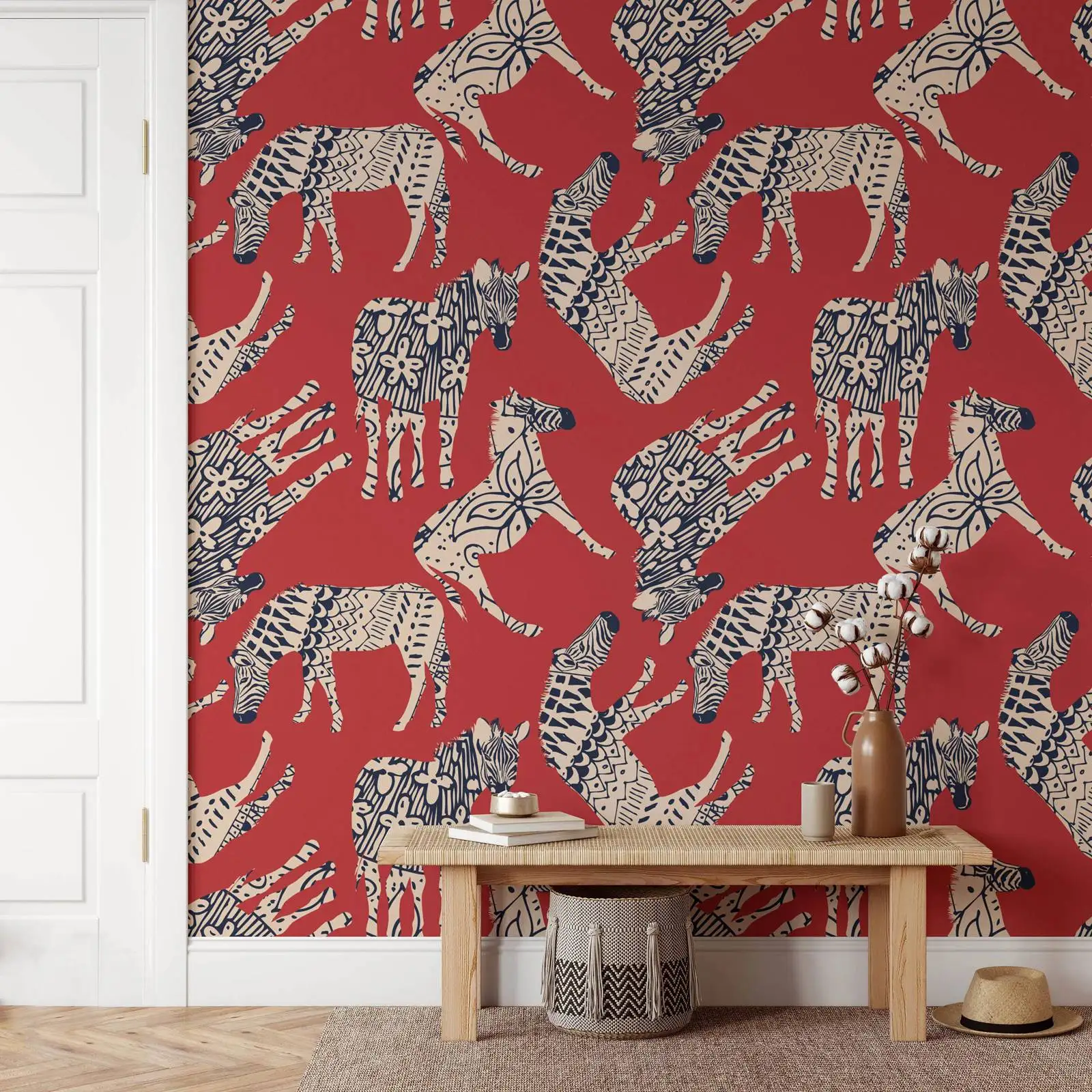 Zebra Art Deco Wallpaper Peel and Stick.Modern Colourful Animal Wall Mural For Home Decoration,Self-adhesive Or Tradition Papers