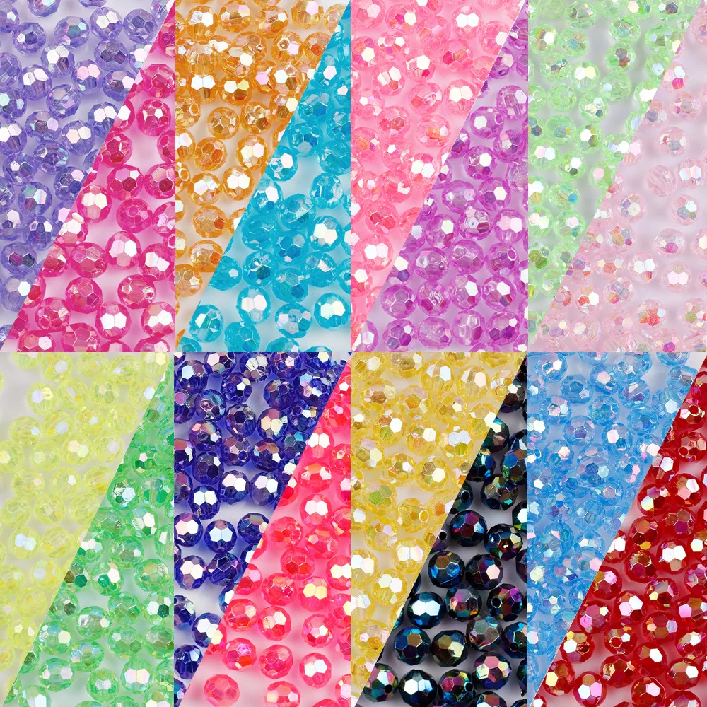 

500G 6mm 8mm 10mm AB color circular perforated iridescent transparent octagonal bead handmade DIY loose bead material