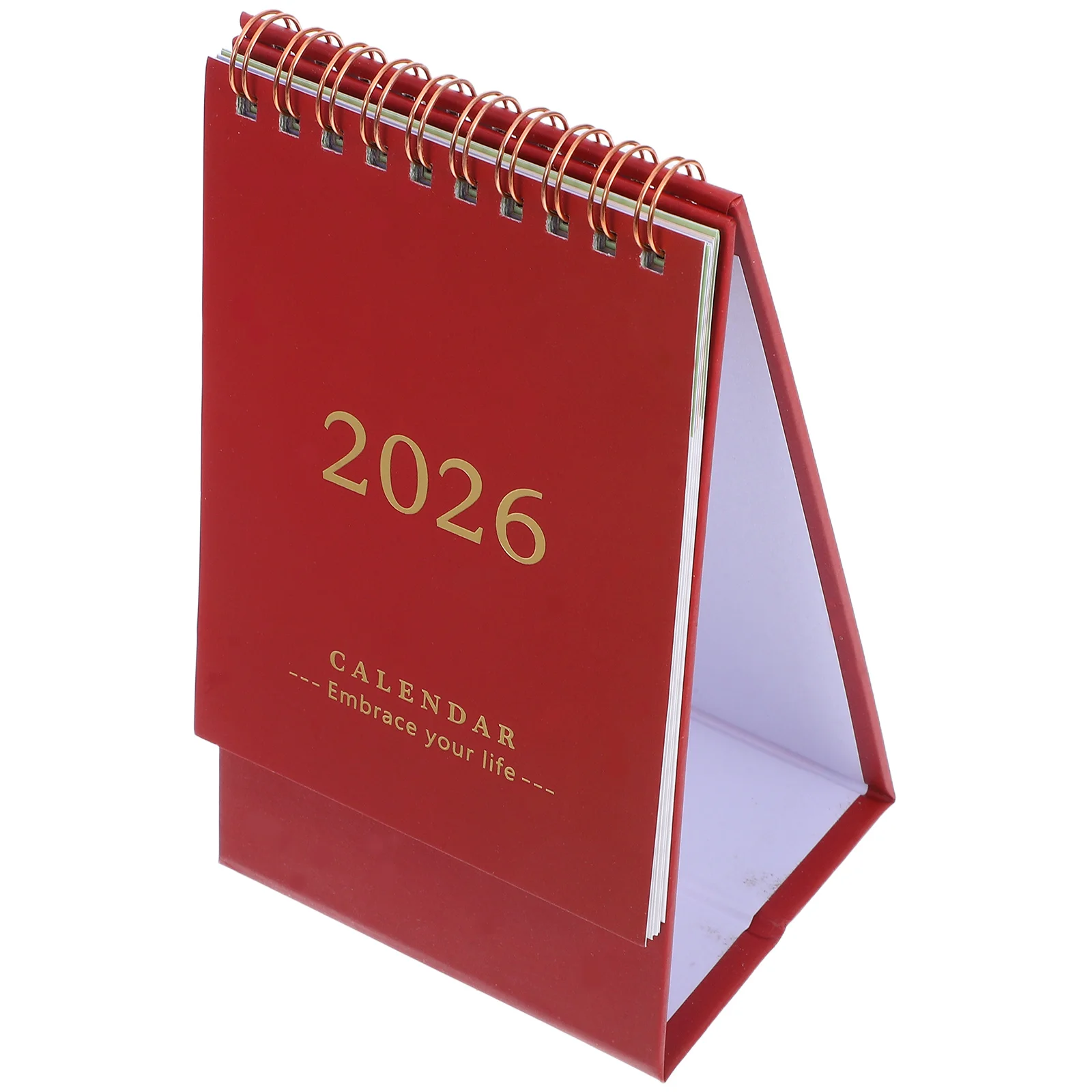 

2026 Desk Calendar Mini Dark Red Foldable Stand Up Desktop For Home Office School Daily Planner Thick Paper Flip