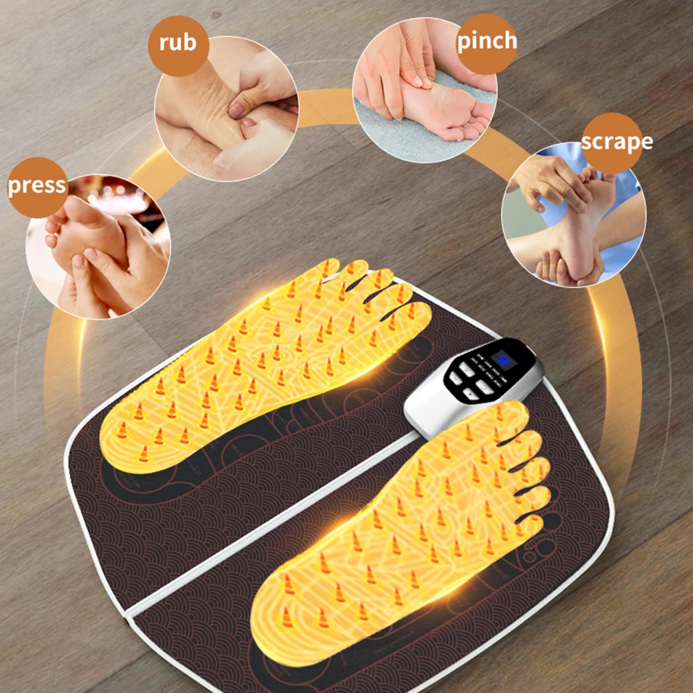 Foldable Foot Massage Pad Pulse Foot Massager Foot Physiotherapy Mat Foot Circulation Massager Tool for Relieve Fatigue USB