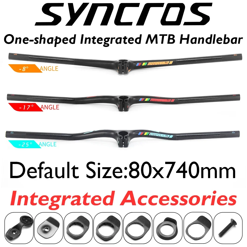Syncros bicicleta de montaña de fibra de carbono mate personalizada manillar de bicicleta MTB integrado FRASER IC SL con ángulo de vástago-8/-17/-25 grados