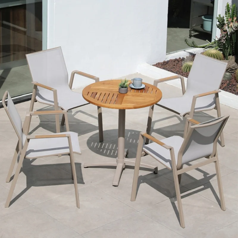 

2022 Simple Leisure Outdoor Restaurant Bistro Terrace Coffee Dining Table And Chair Set Outdoor Garden Furniture Sets