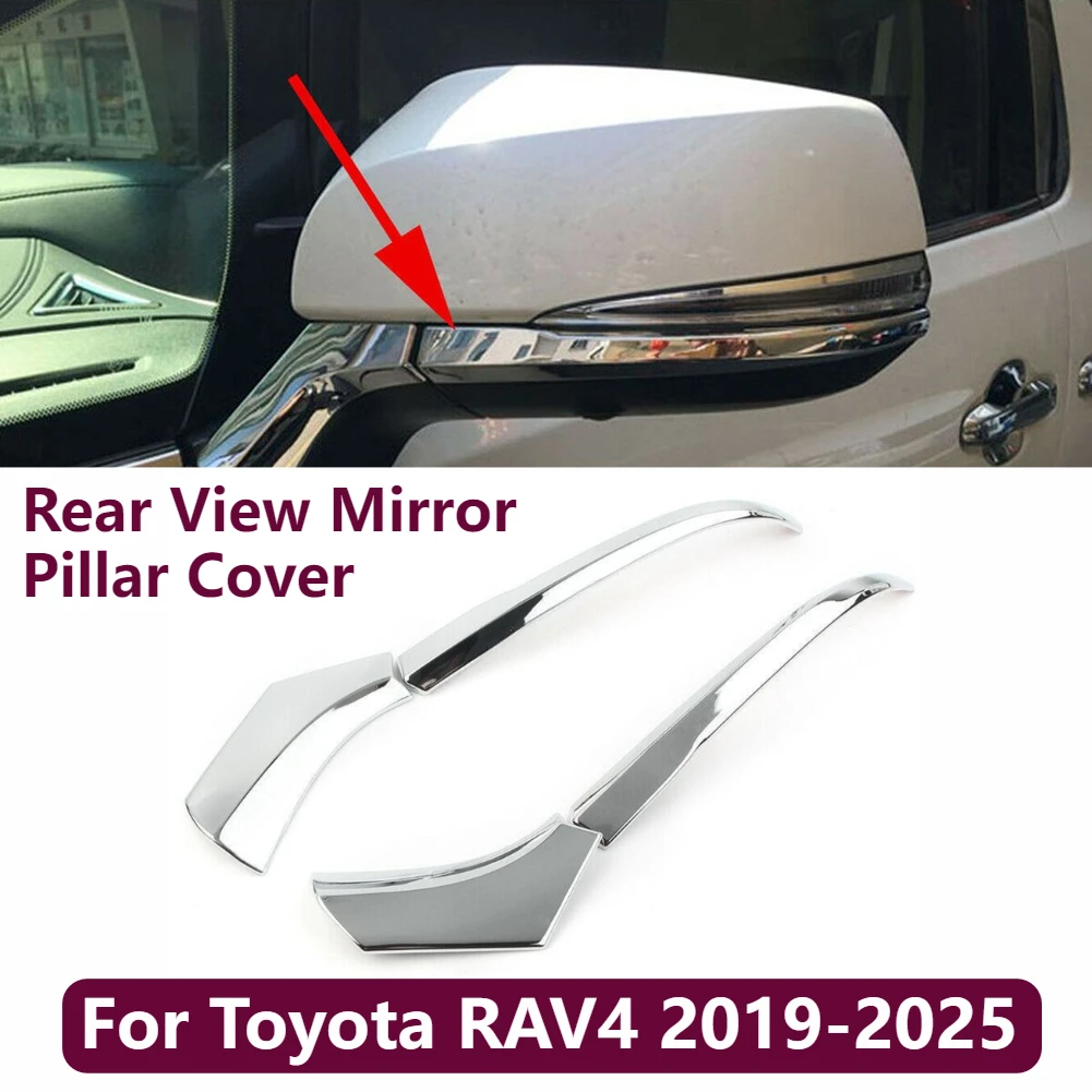 

Chrome Side Door Rear View Mirror Pillar Cover Accessories for Toyota RAV4 2019-2025 LHD / RHD