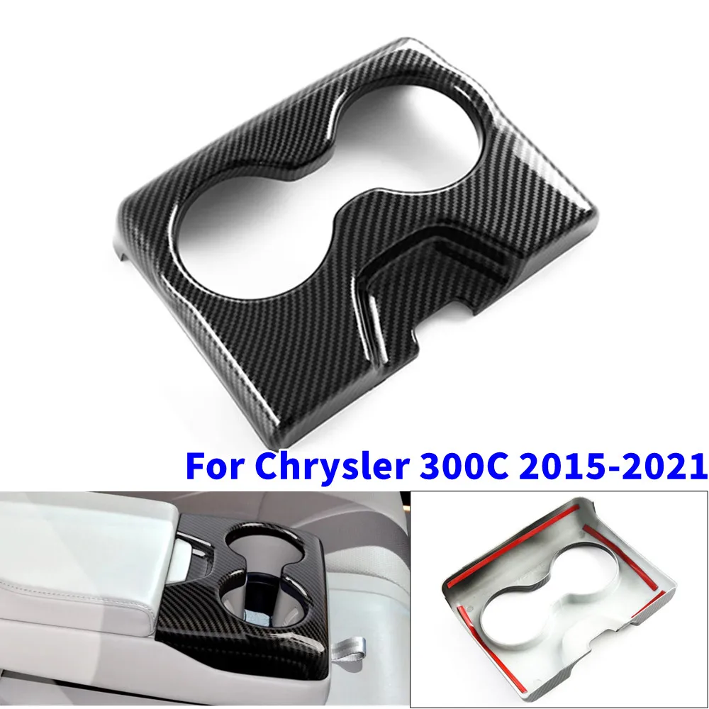 

1PCS For Charger /Chrysler 300C 2015-2021 ABS Carbon Fiber Car Rear Seat Armrest Box Cup Holder Storage Interior Accessories