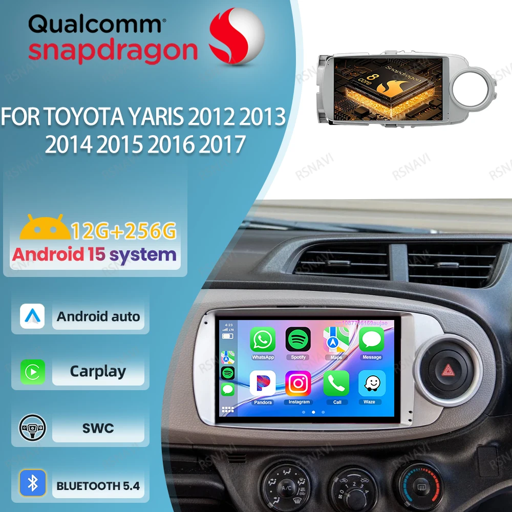 

Автомобильное радио Android 15 для Toyota Yaris 2012 2013 2014 2015 2016 2017, навигационный головное устройство, беспроводной Carplay, авто DVD, авторадио, GPS
