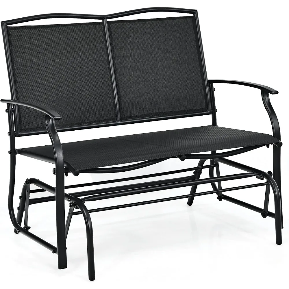 

Giantex Patio Glider Benches for Outside, Swing Glider Chair with Steel Frame, 400 LBS Capacity, Patio Swing Rocker, 2-Person Lo