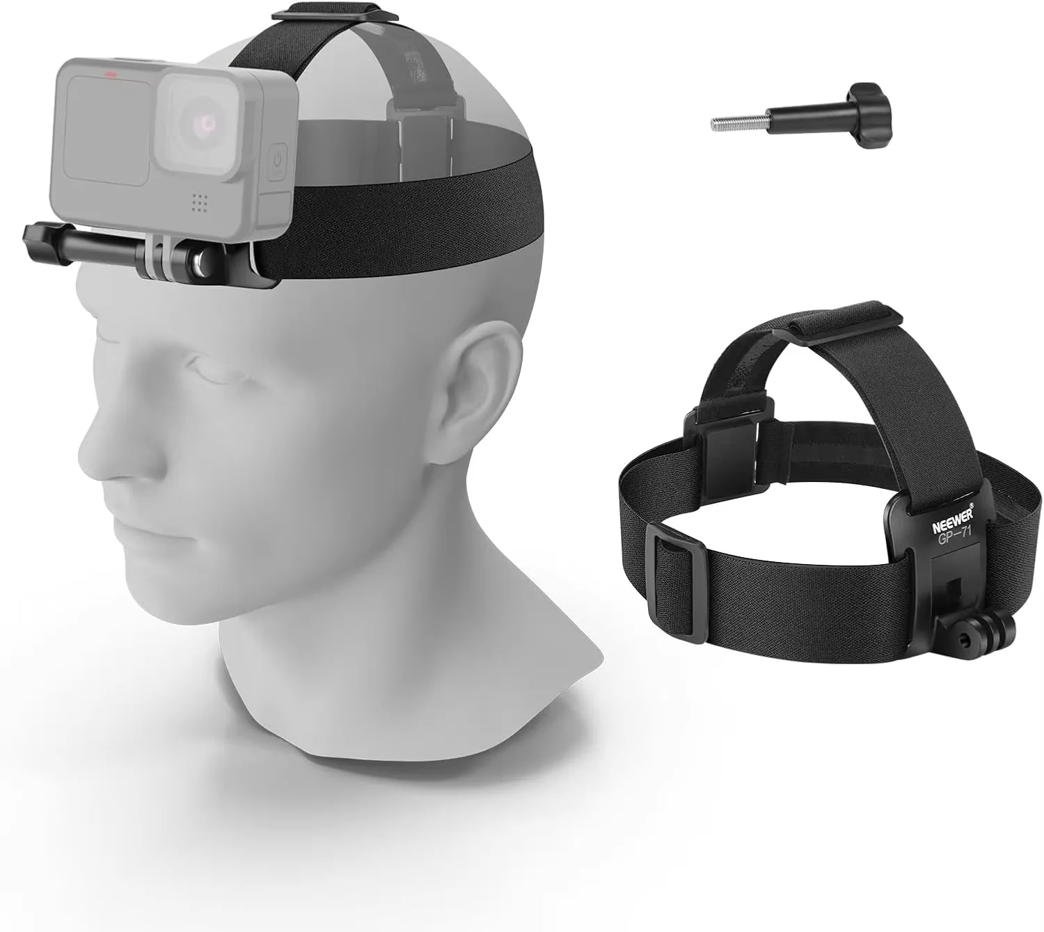 Крепление на голову NEEWER, совместимое с GoPro Hero 13 12 11 10 9 8, черный 7, серебристый 7, белый, регулируемая экшн-камера с креплением на голову