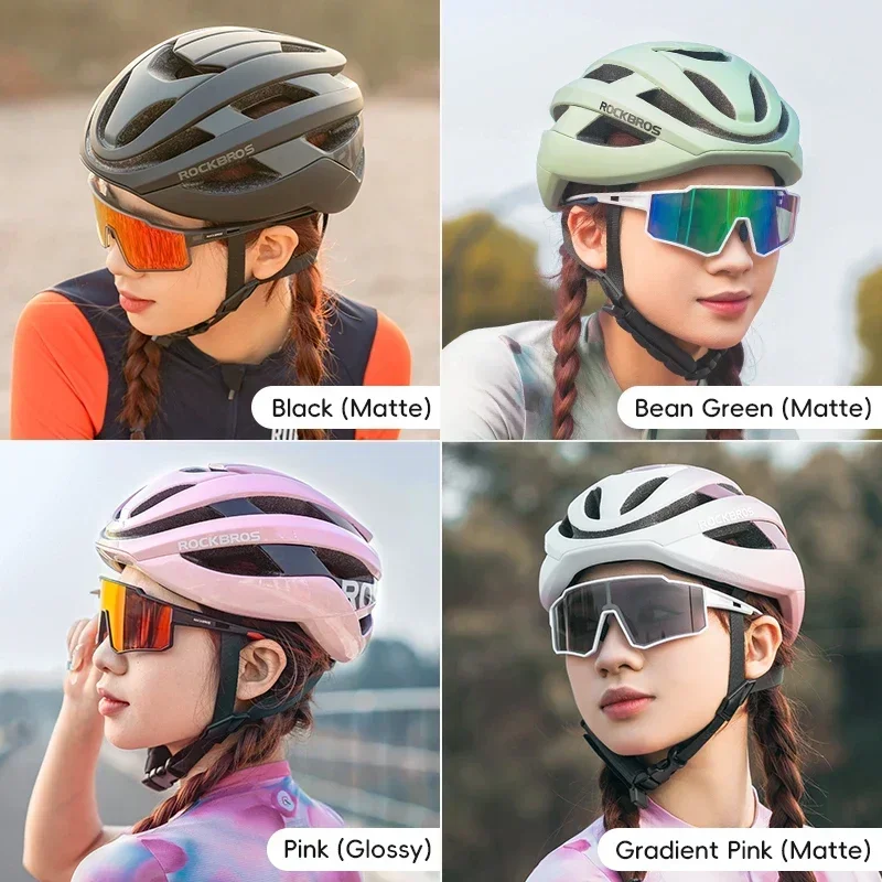 Casco de ciclismo ROCKBROS, casco de seguridad ultraligero para bicicleta de montaña y carretera, casco de carretera de carreras al aire libre moldeado integralmente ajustable