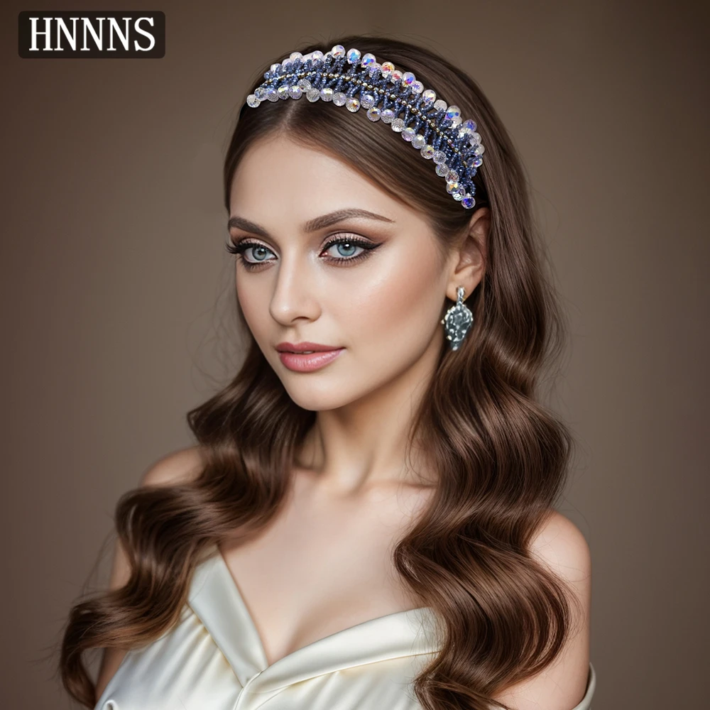 

TOPQUEEN Bridal Charm Blue Crystal Bead Wedding Headband Handmade Vintage Elegant Women's Party Christmas Party Headpiece YXA36