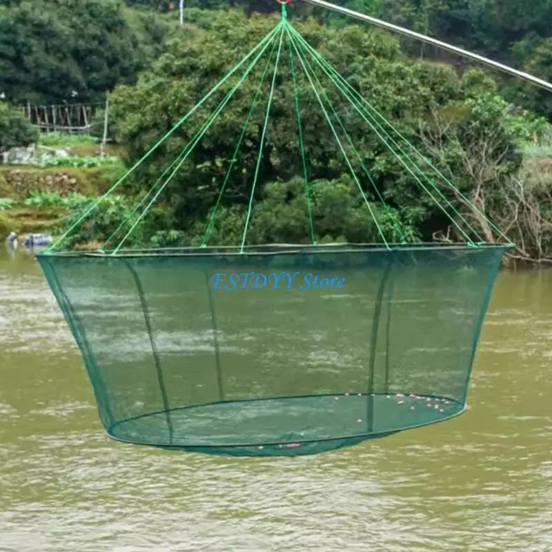 G6DE Large Open Mouth Foldable Fishing Net Durability Nylons Meshes With Baits Bag for Efficient Catching In River Lake Pond